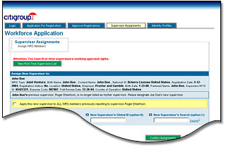 Citigroup WRS user interface design